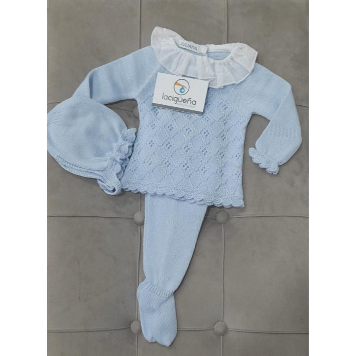 CONJ.3P HILO M/L CTE CALADOS PLUMETI BLA