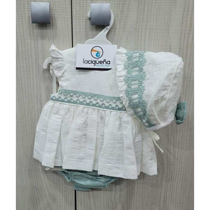 VESTIDO S/M+BRAGA+GORRO BEIG PUNTILLA...