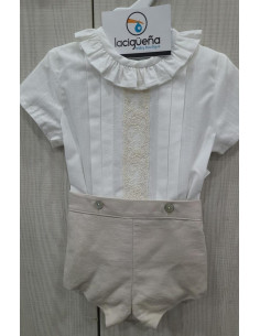 CAMISA M/C BEIG + PANTALON...