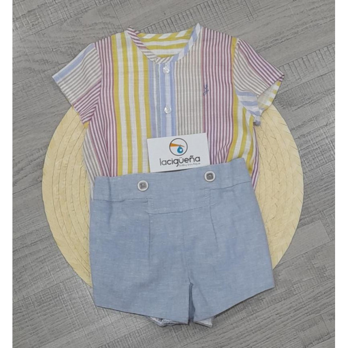 CAMISA M/C RAYAS DE COLORES+PANTALON...
