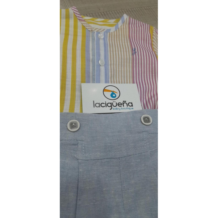 CAMISA M/C RAYAS DE COLORES+PANTALON...