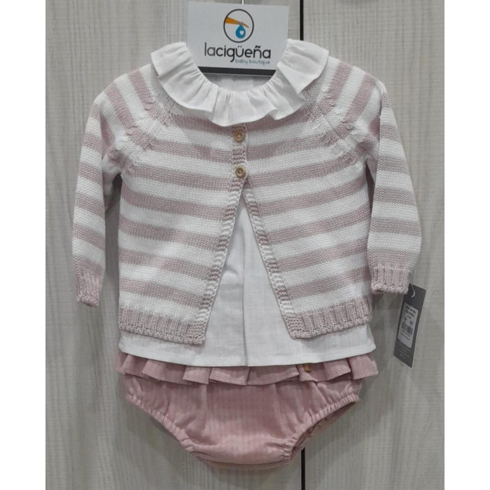 REBECA HILO RAYAS ROSA+CAMISA BLA+BRAGA