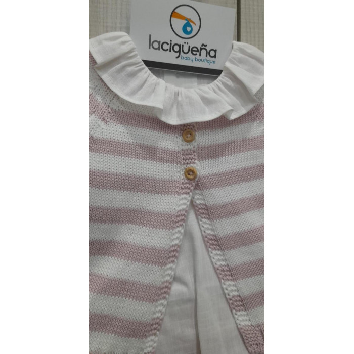 REBECA HILO RAYAS ROSA+CAMISA BLA+BRAGA