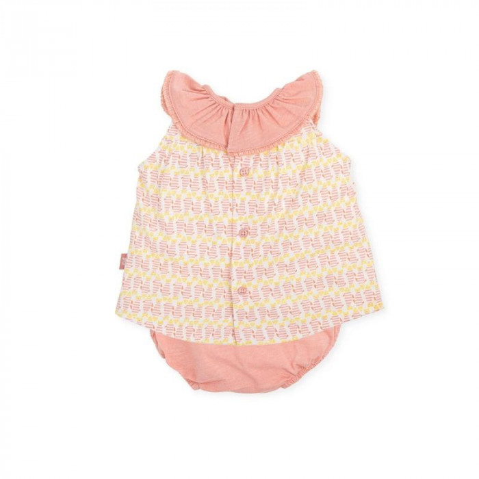 VESTIDO S/M+BRAGA ALGODON PECES CORAL