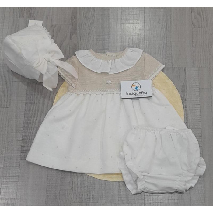 VESTIDO+BRAGA+GORRO PLUMETI LINO BEIG...