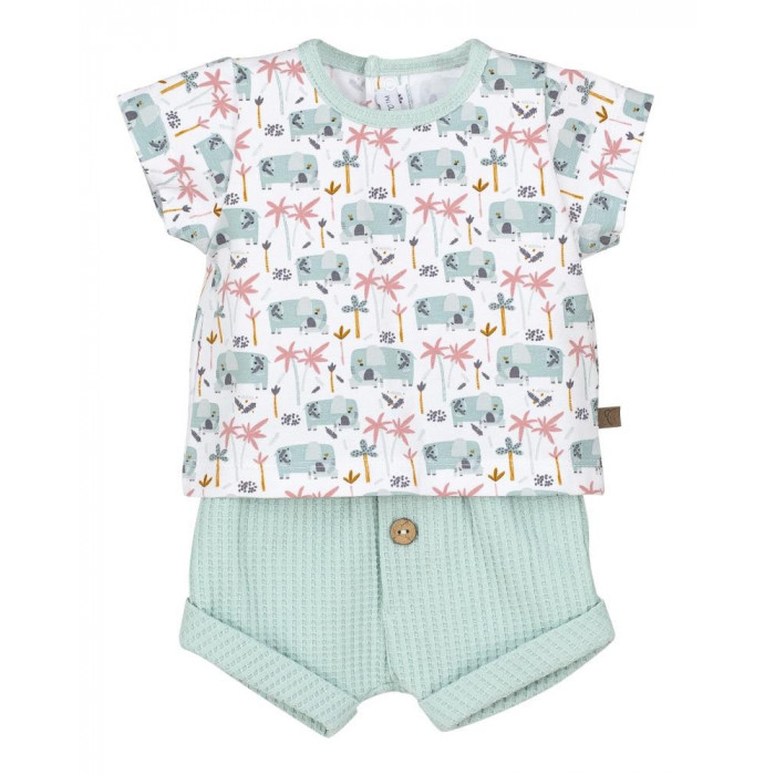 CONJ.2P ALGODON M/C ELEFANTES VERDE