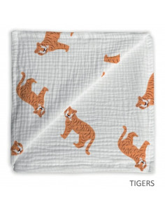 MUSELINA BAMBU TIGERS BLANCO