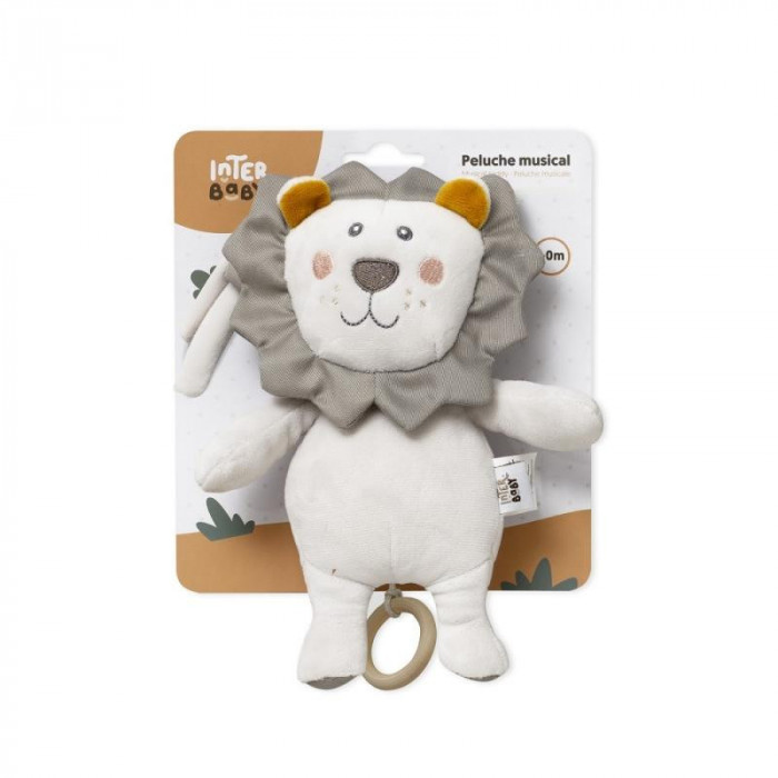 PELUCHE MUSICAL LEON GRIS INTERBABY