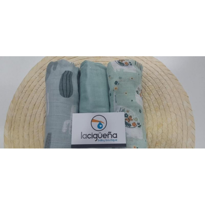 PACK 3 GASAS ESTAMPADO VERDE