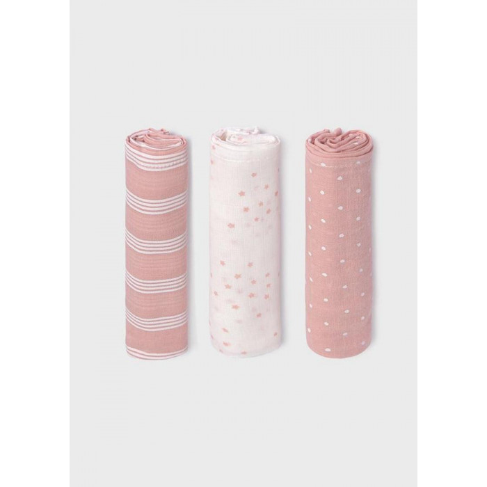 PACK 3 GASAS ALGODON ROSA 60*60 MAYORAL