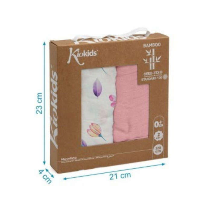 PACK 2 MUSELINAS FLORES ROSA