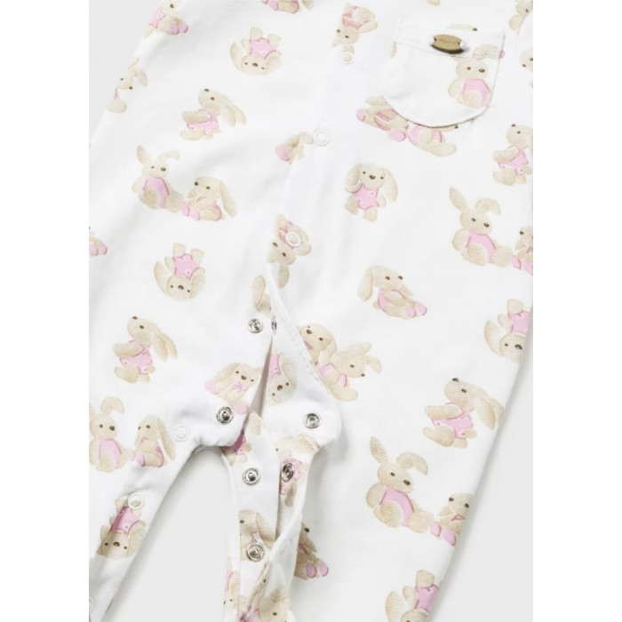 PELELE ALGODON CON GORRO CONEJITOS ROSA