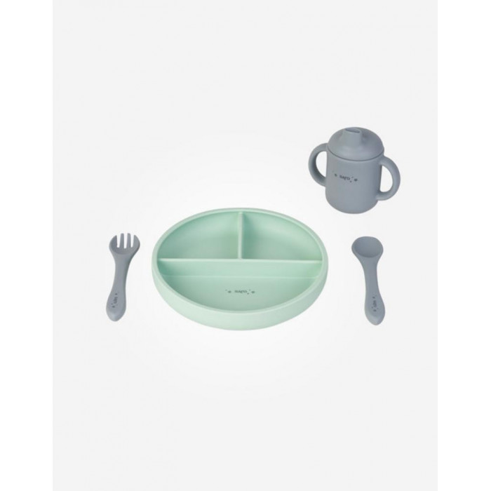 SET VAJILLA SILICONA FOOD&FUN VERDE...