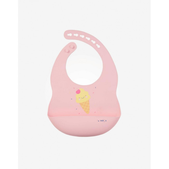 BABERO SILICONA ICE-CREAMS ROSA SARO