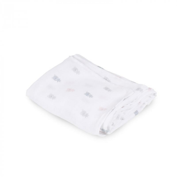 MUSELINA BAMBU BEAR ROSA BONJOUR BEBE