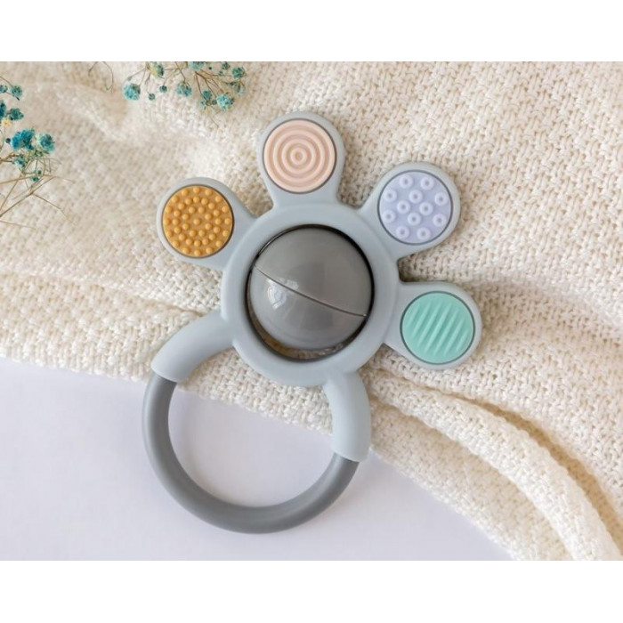 SONAJERO MORDEDOR MARACA GRIS KIO KIDS