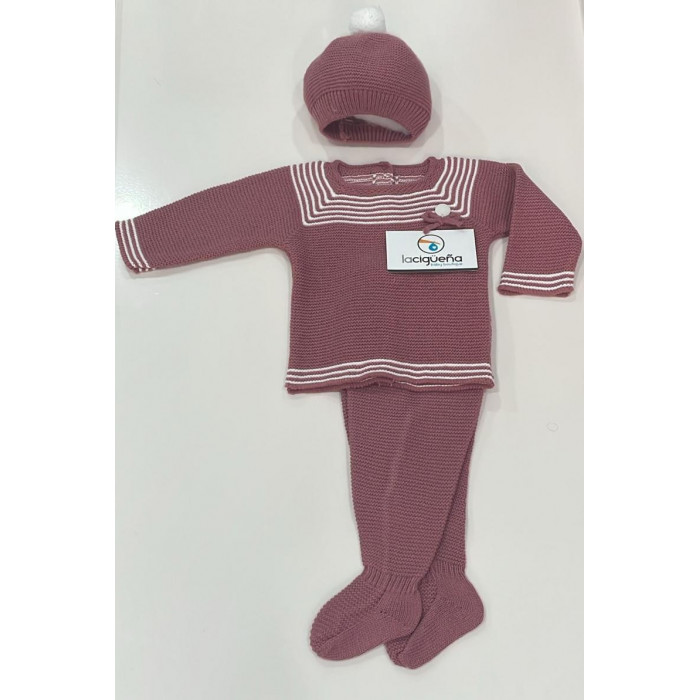 CONJUNTO LANA CEREZA RAYAS CUELLO...