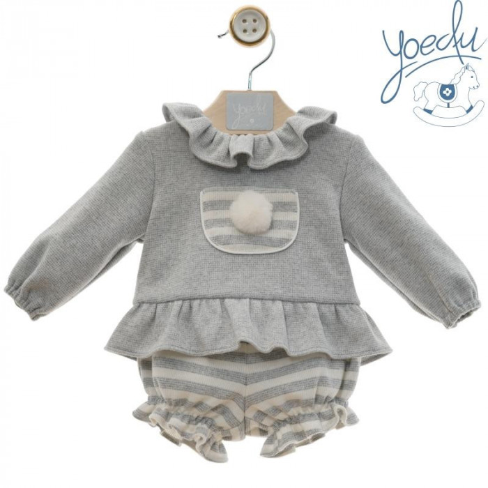 CONJUNTO NIÑA PUNTO LAPIZ GRIS YOEDU