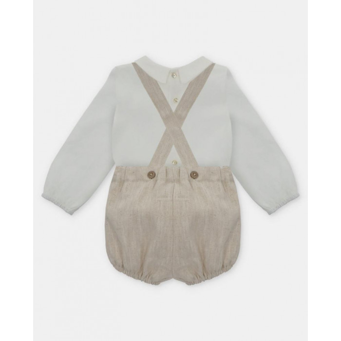 PETO LINO CAMEL CON CAMISA MANGA...