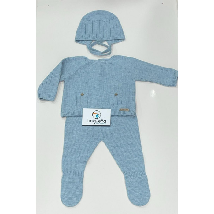 CONJUNTO LANA SABBIA CELESTE GRISACEO...