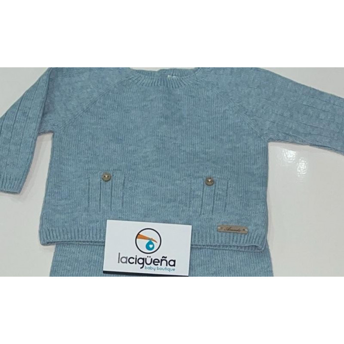 CONJUNTO LANA SABBIA CELESTE GRISACEO...