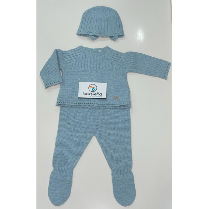 CONJUNTO LANA SABBIA LISTAS CELESTE...