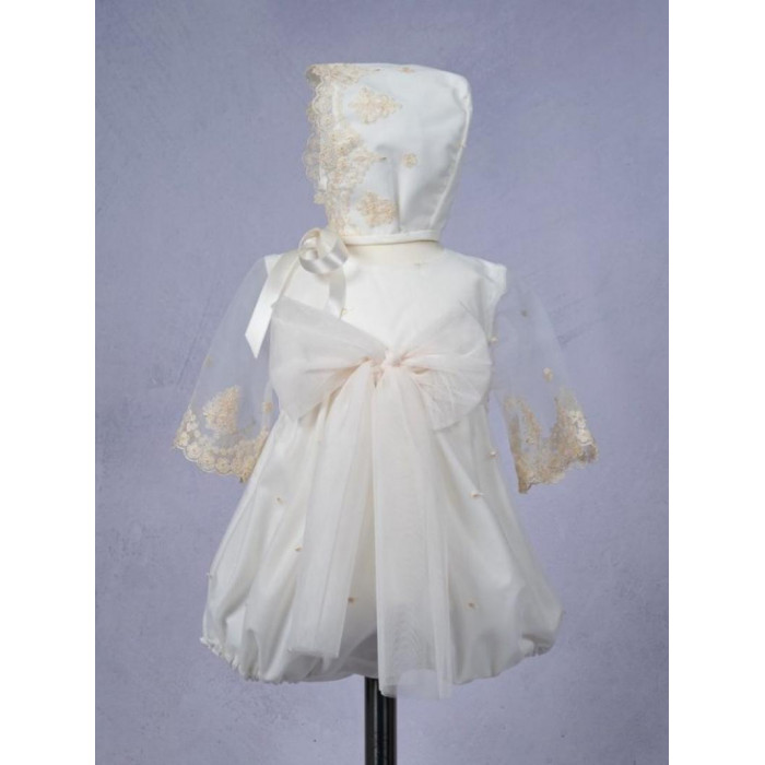 PELELE CON GORRO TUL BORDADO BEIG