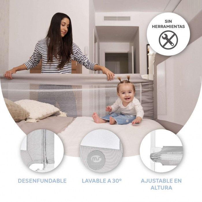 BARRERA CAMA 150CM ALTO 90CM GRIS...