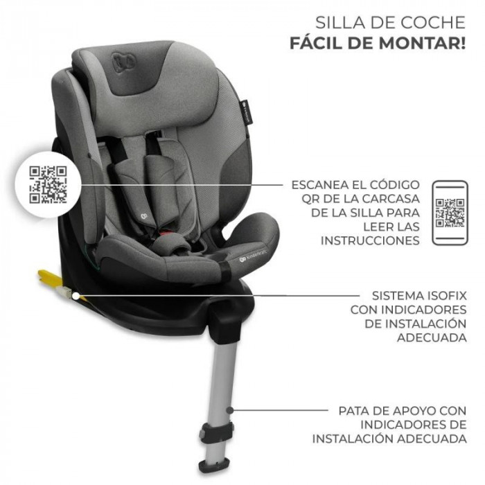 SILLA AUTO I-FIX I SIZE GREY KINDERKRAFT