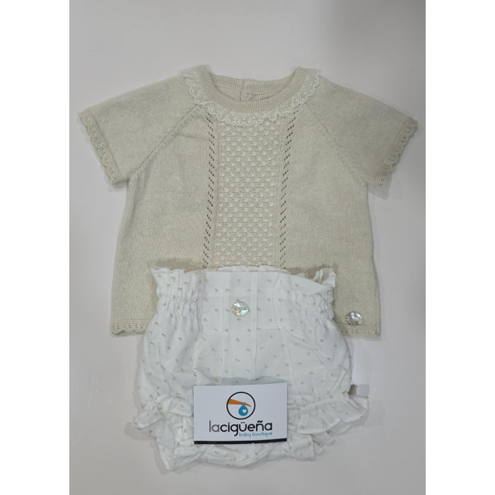 JERSEY HILO MANGA CORTA CAMEL CON...