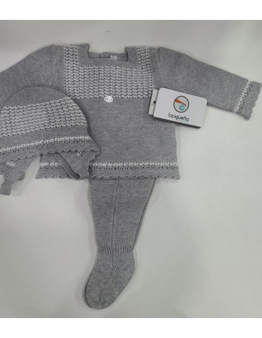 CONJ.3P HILO M/L GRIS FRANJAS BLANCO