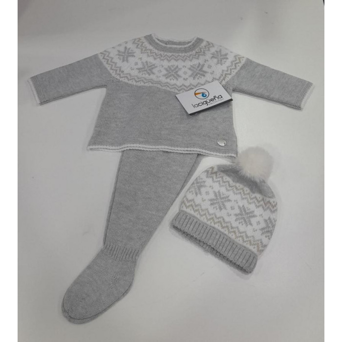 CONJ.3P LANA ESTAMPADO NIEVE GRIS