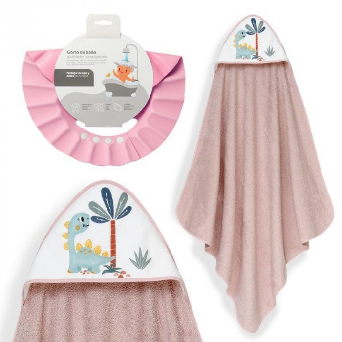 CAPA BAÑO MAXI DINO PALMERA ROSA...
