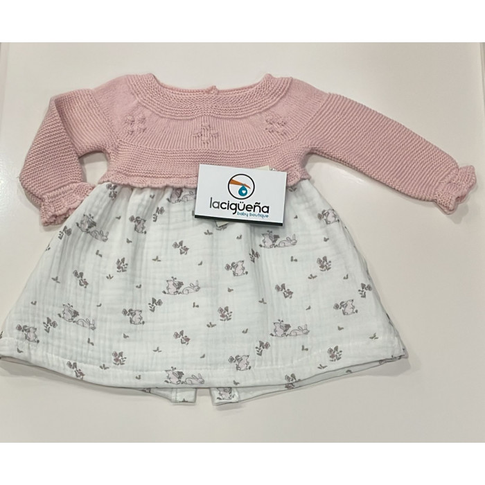 VESTIDO MANGA LARGA LANA ROSA BAMBULA...