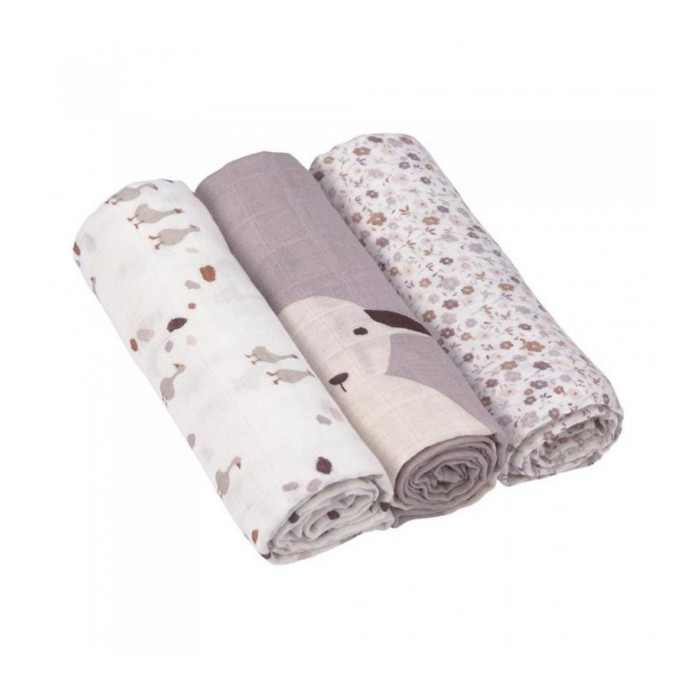 PACK 3 GASAS BAMBOO TINY FLOWERS LILA