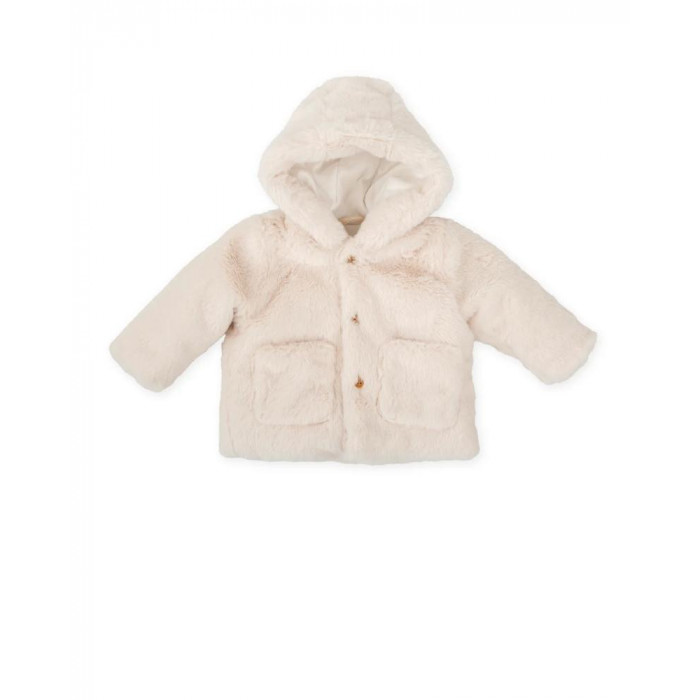 ABRIGO PELITO CON GORRO BEIG TUTTO...