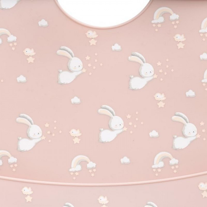 BABERO SILICONA ESTAMPADO CONEJITOS...