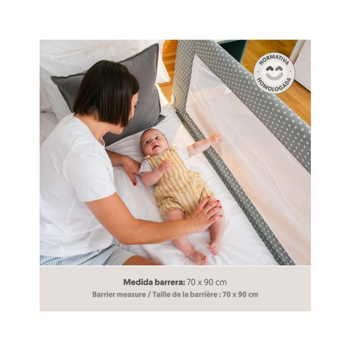 BARRERA CAMA NIDO 150CM STAR GRIS MAXIMA