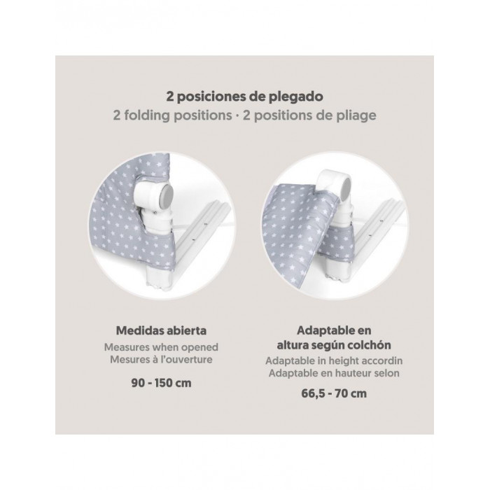 BARRERA CAMA NIDO 150CM STAR GRIS MAXIMA