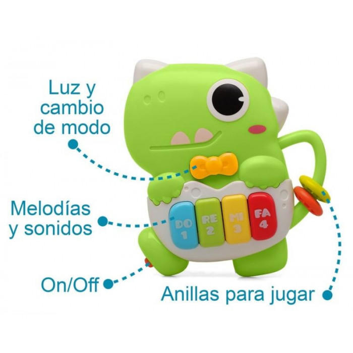 DINOSAURIO PIANO MUSICAL VERDE KIO KIDS