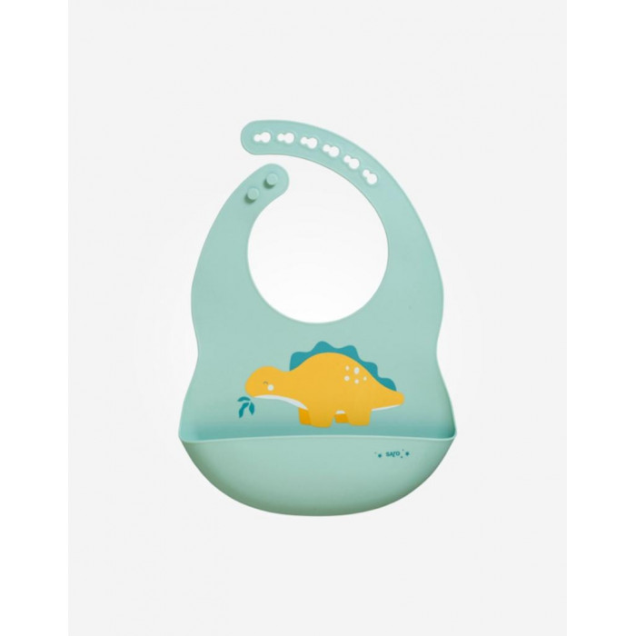 BABERO SILICONA DINOSAURIO VERDE SARO