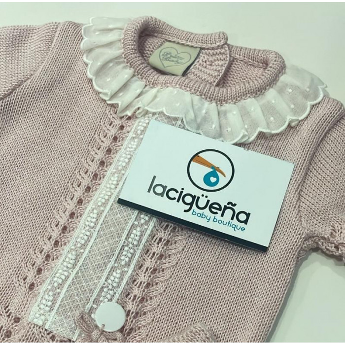 JERSEY HILO MANGA CORTA ROSA PUNTILLA...