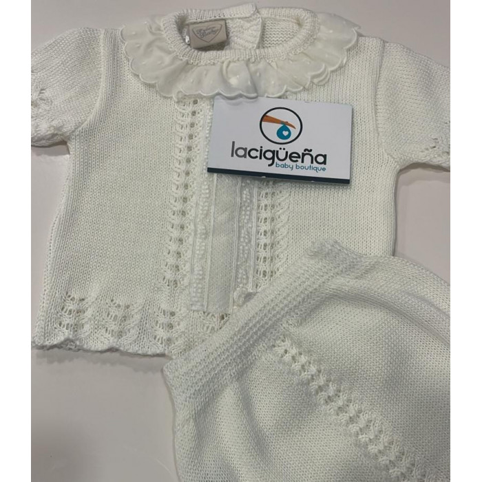 JERSEY HILO MANGA CORTA BEIG PUNTILLA...