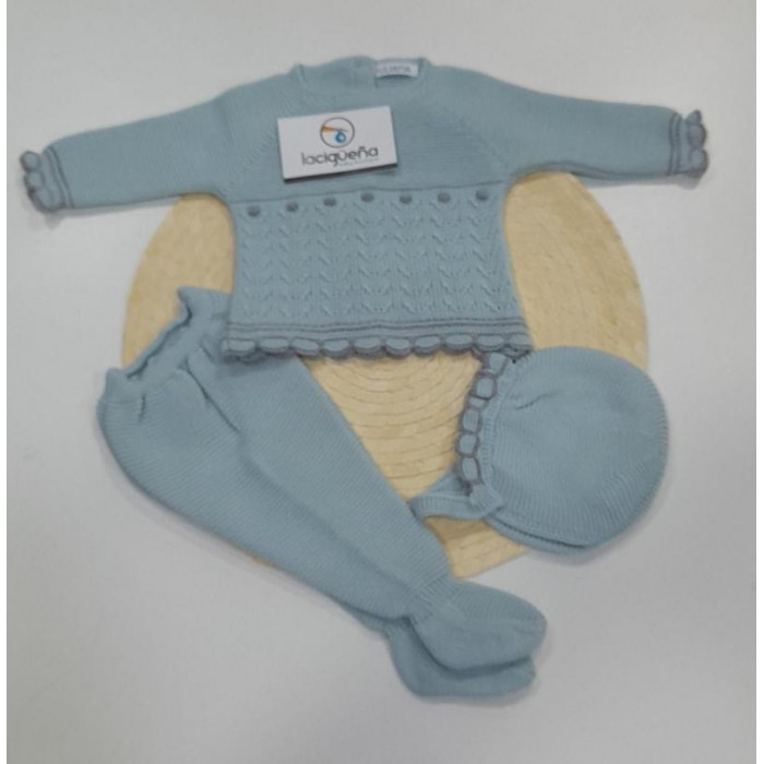 CONJUNTO 3 PIEZAS LANA VERDE BODOQUES...