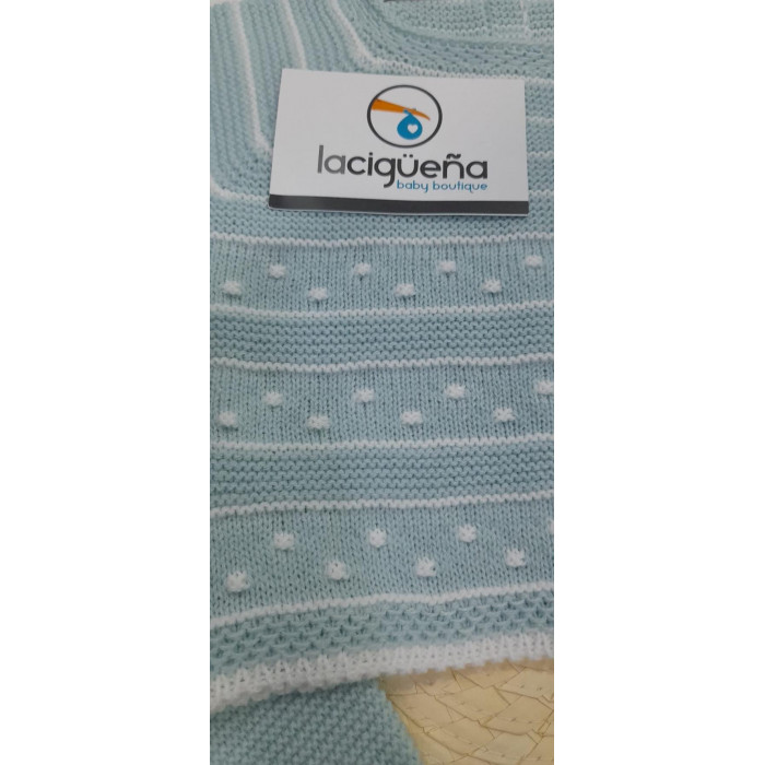 CONJUNTO 3 PIEZAS LANA VERDE RAYADO...