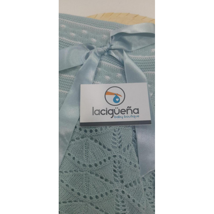 CHAL LANA VERDE RAYADO MOTAS BLANCO