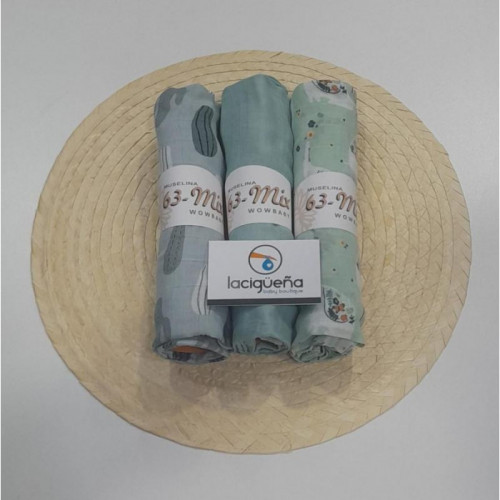 PACK 3 GASAS ESTAMPADO VERDE