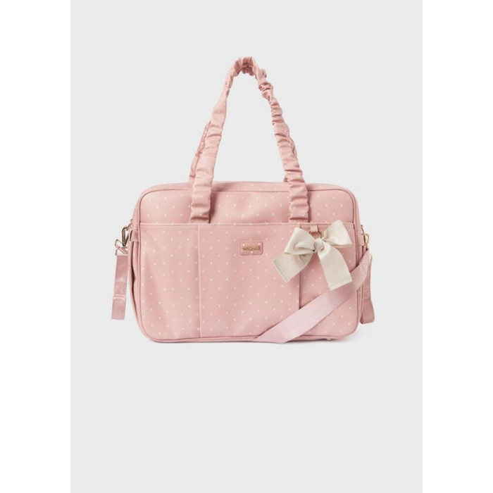BOLSO SILLA PIEL ROSA LUNARES BEIG...