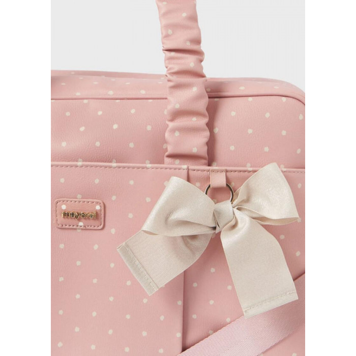 BOLSO SILLA PIEL ROSA LUNARES BEIG...