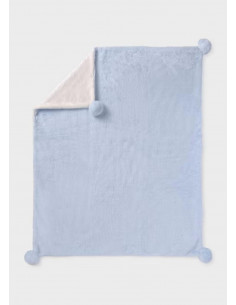 MANTA PELITO POM POM CELESTE